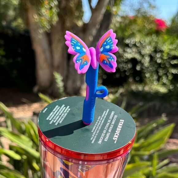 STARBUCKS 2024 SUMMER COLLECTIBLE BUTTERFLY SILICONE STRAW TOPPER PSYCHE… - Picture 6 of 9